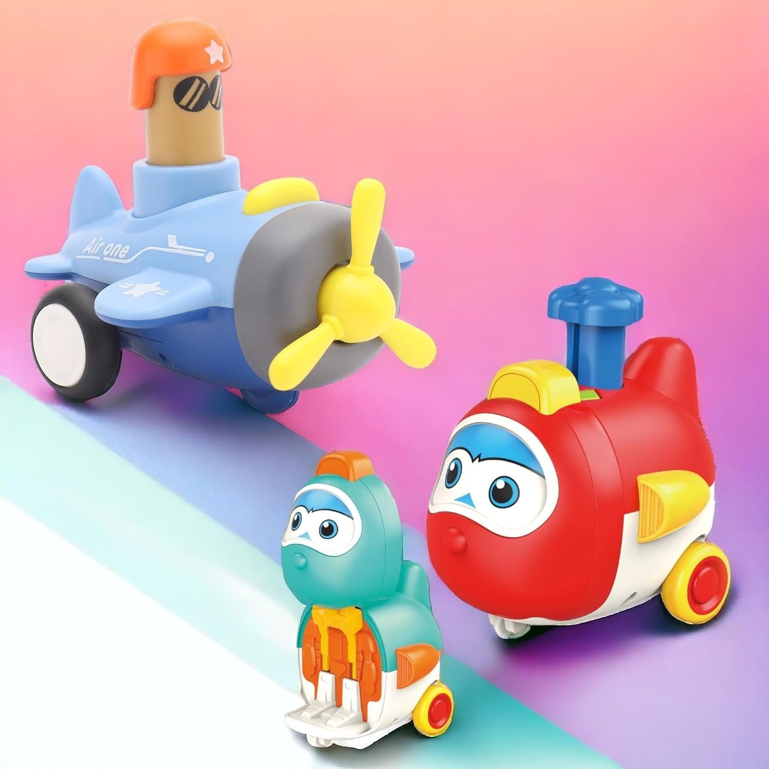 Kiddie castle Combo of Press n Go Robot Plane & Cartoon Plane | Vehicle Set Gift of 2 for Toddlers Kids Girls Boys 6-18 Months | Friction Toys for Kids (Random Color and Design) (B0D856JXF6) Amazon Price History, Amazon Price Tracker
