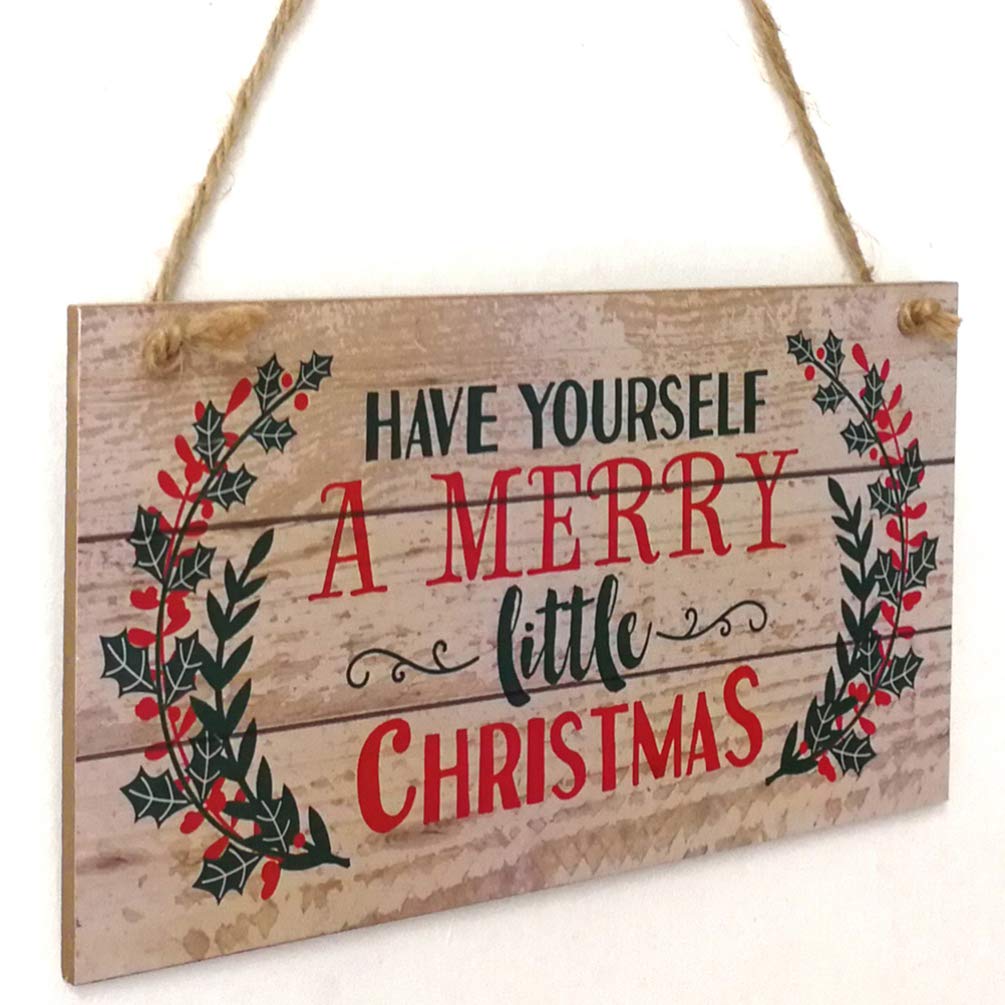 Beavorty Adorno Colgante Navideño de Madera para Puerta 20x10 Cm Diseño Brillante para Adorno Navideño en Fiestas y Entrada