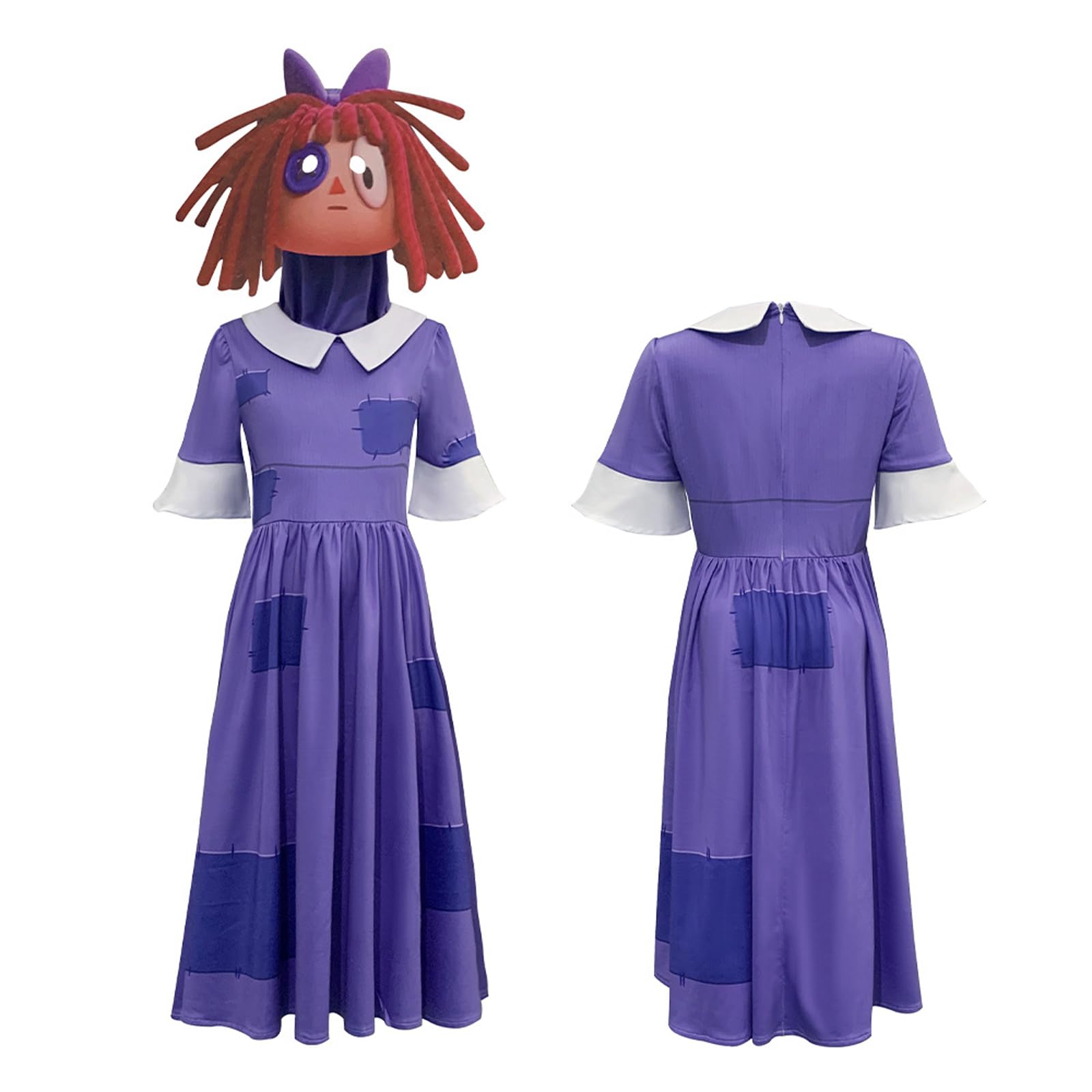 Amazing Circus Costume Ragatha Costume with Ragatha Dress 2D Head Cover Anime Character Fancy Dress Cartoon Circus Outifit for World Book Day,Carnival Halloween Cosplay Party