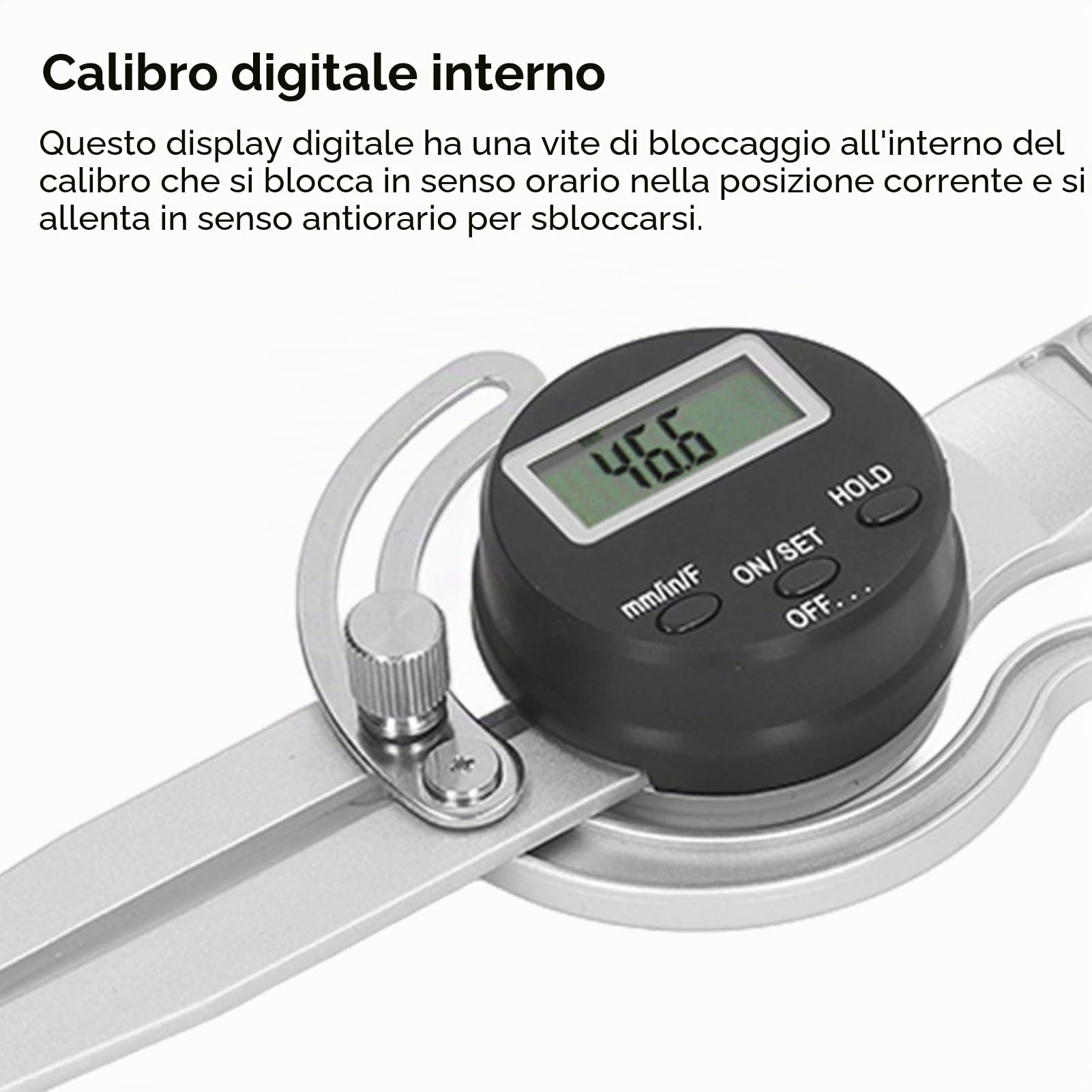 Calibro Interno Digitale, Calibro Interno Ad Alta Precisione 12,7 a 216 Mm Ampio Display Digitale LCD Strumento di Misurazione del Diametro Interno, Conversione di unità