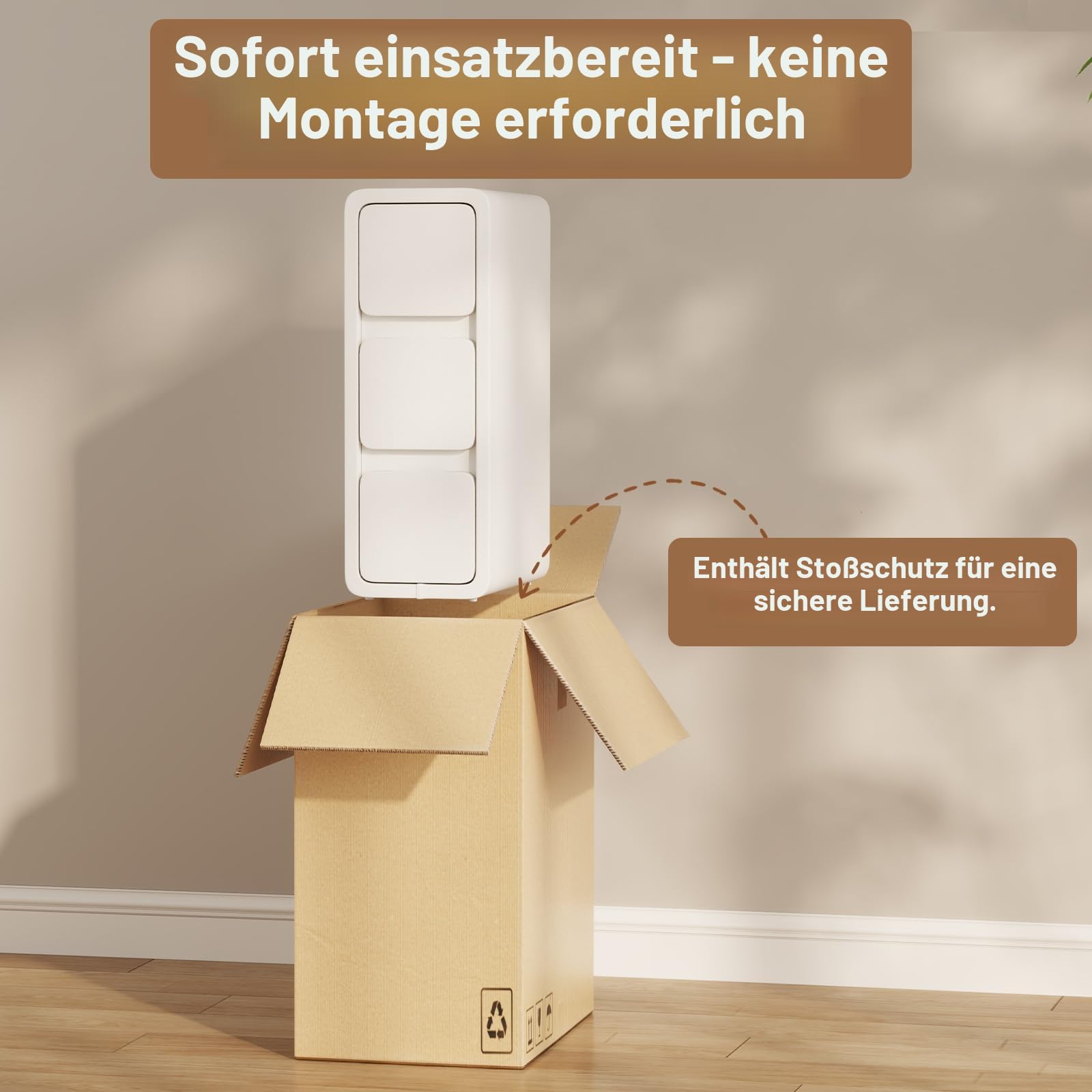 AQIMUELE Nachttisch, Schmal, Beistelltisch mit 3 Schubladen, Narrow Nightstand, Installationfrei, Kunstleder, für Schlafzimmer, Wohnzimmer, Breite 20 cm (weiß)