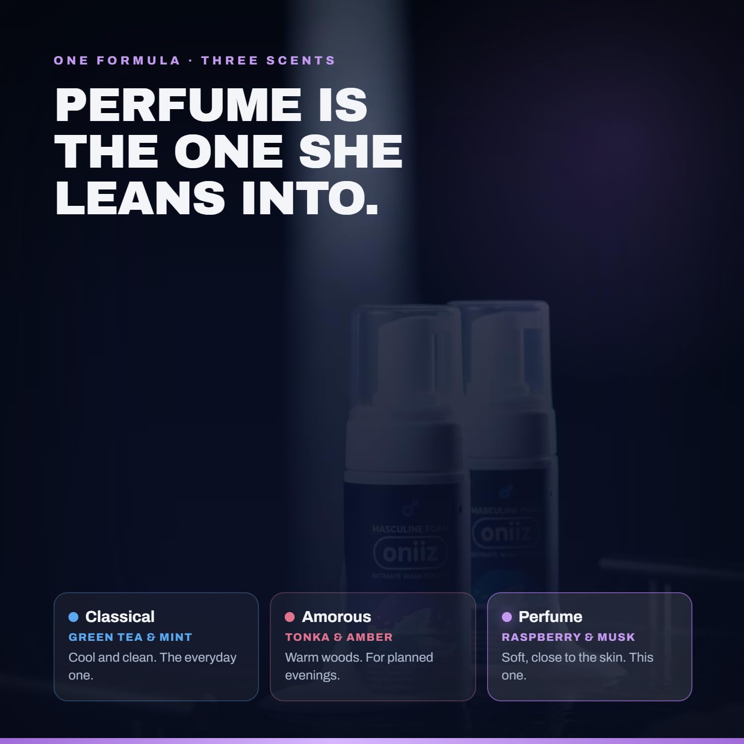 Sapone intimo da uomo, naturale con pH equilibrato, controllo degli odori e prurito, aromi di tè verde e menta, tonka e ambra, lampone e muschio bianco, pulizia intima delicata per uomini