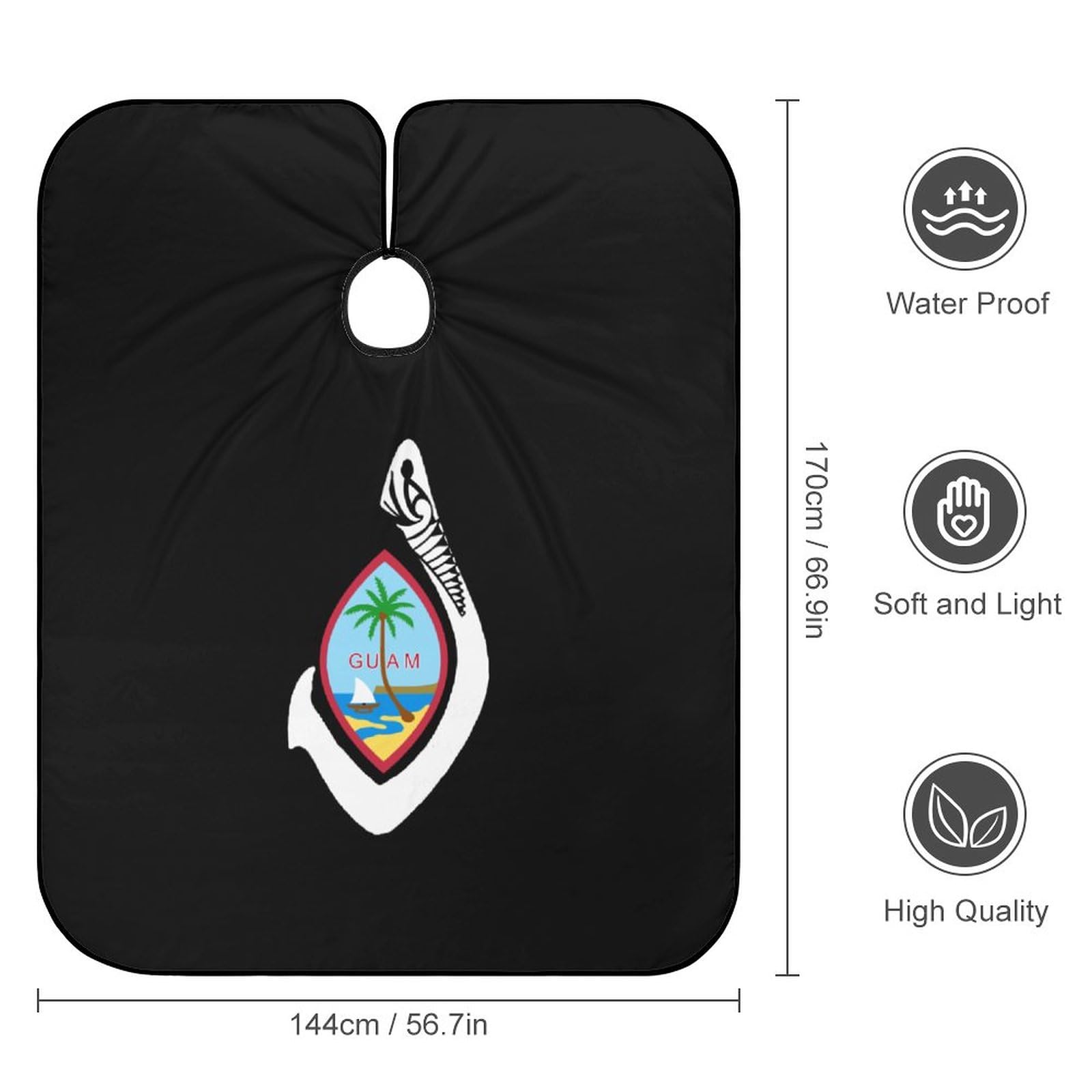 Guam Seal with Hook Barber Cape Professional Large Barber Apron Unisex Haircut Cape Water Resistant Salon Cape