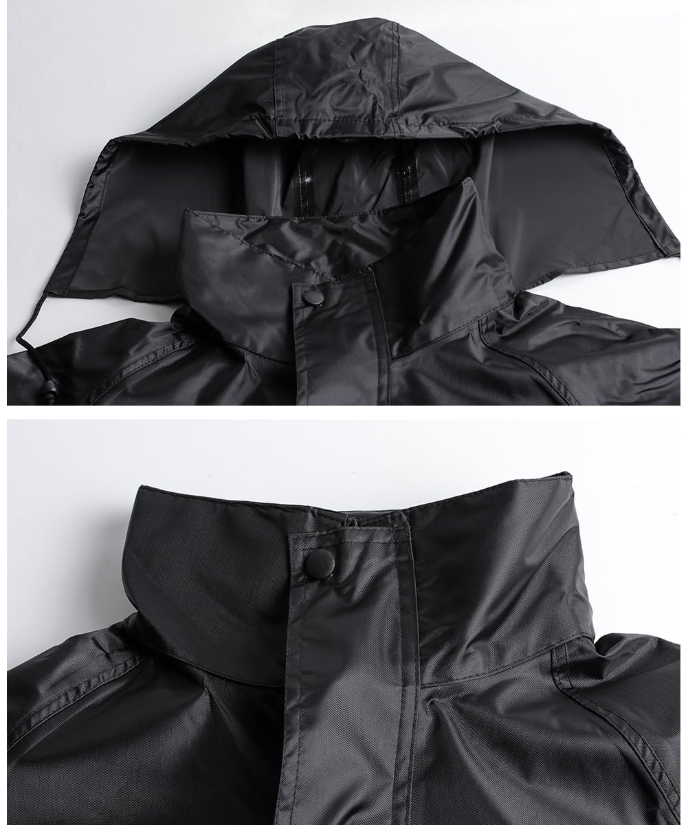 Herren Regenanzug mit Kapuze Reflektierender Winddicht Regenjacke und Regenhose Wasserdichter Arbeitskleidung Jacke und Hose Set für Herren