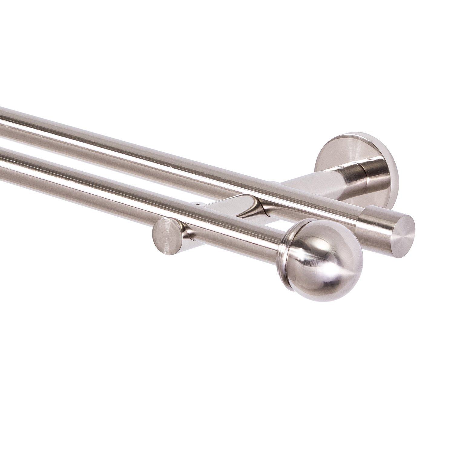 MDEKOR Tringle à rideaux 2 voies en métal aspect acier inoxydable neuf, 200