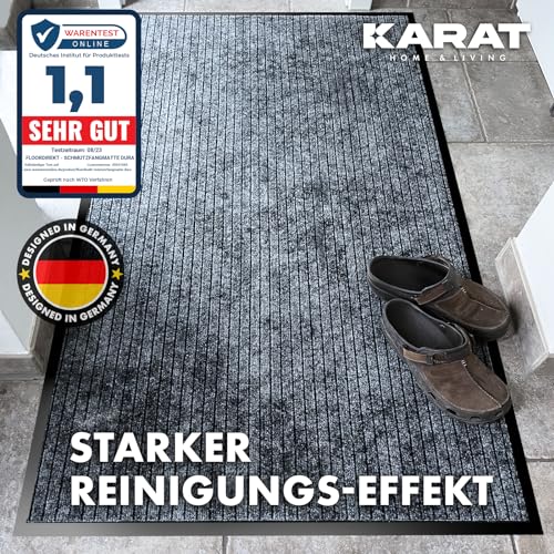 KARAT Schmutzfangmatte Dura - 90 x 120 cm, Anthrazit - Fußmatte mit Rutschfester Rückseite - Türmatte für Eingangsbereich - Fußabtreter, Sauberlaufmatte, Türvorleger