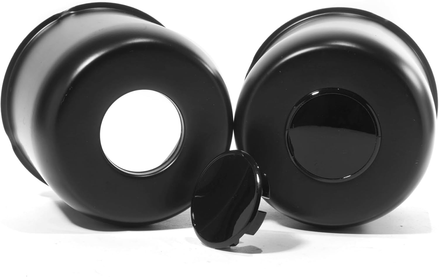 2-Pack Trailer Push Through Center Caps and Trailer Wheel Lug Sets - 4.88in Wheel Center Caps Matte Black Wheel Cover Stainless Steel Hub Cap with 16 One-Piece Black Lug Nuts for Truck RV​