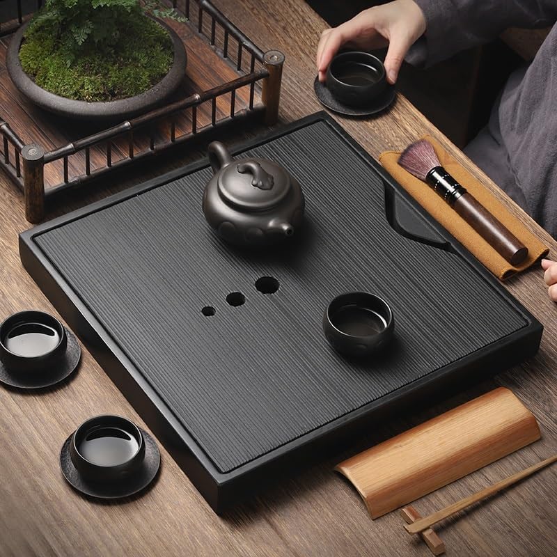 Tea Set Tea Tray Home Modern Simple Stone Water Storage and Drainage Dual-use Tea Table Dry Tea Tray Small Tea Sea Tea Tray Chinese Tea Set (A)