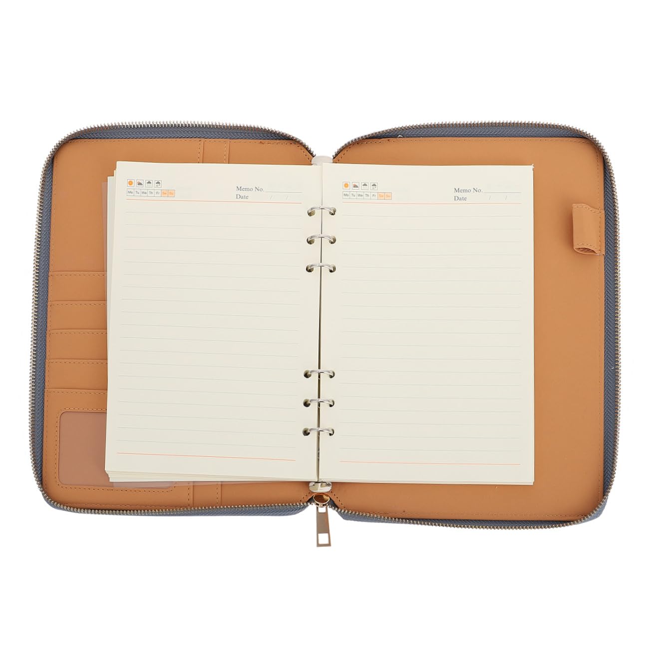 Carnet de Notes de Planification A5 Bleu en Papier et Cuir, Style Simple