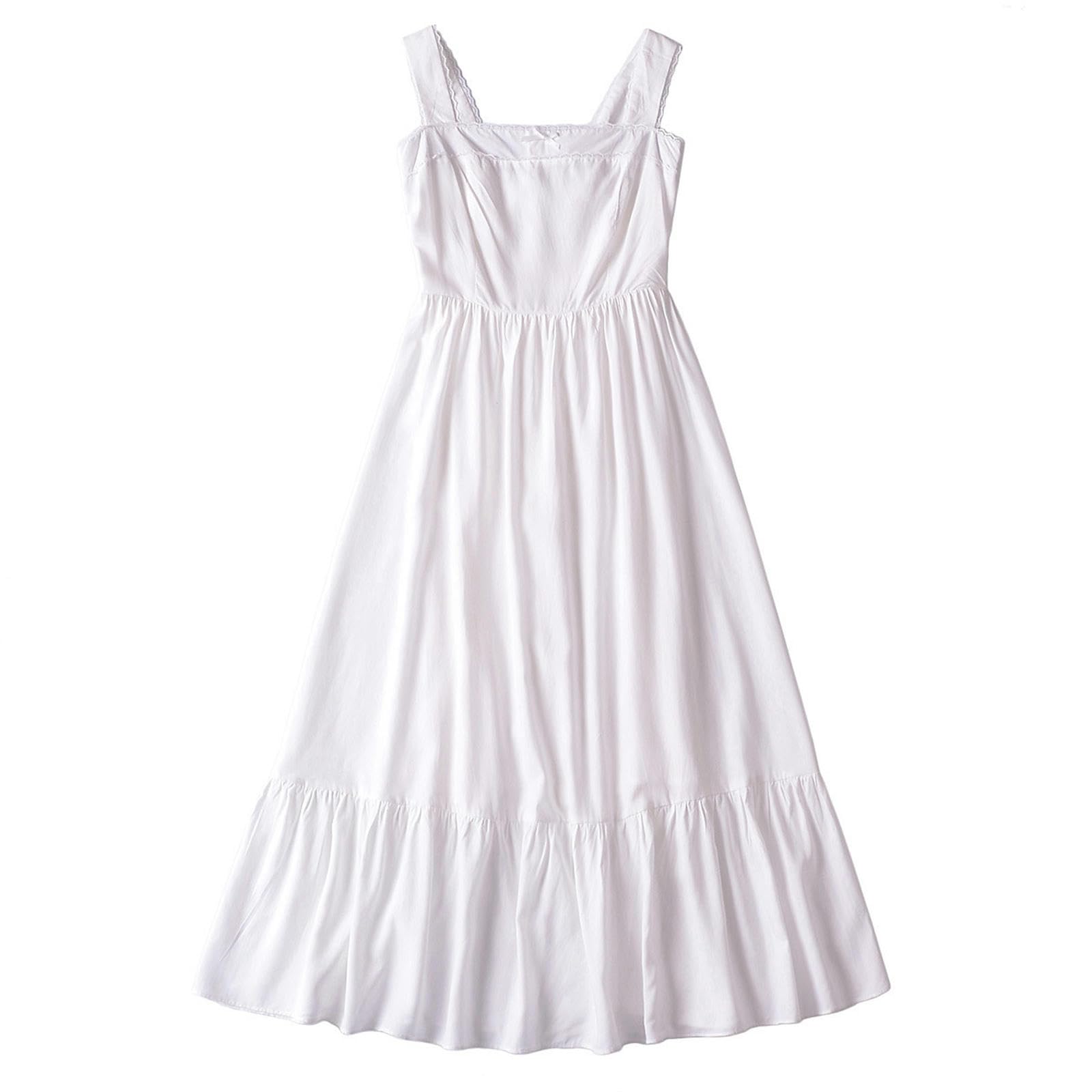Robe mi-longue à col carré et nœud délicat confection estivale blanche S