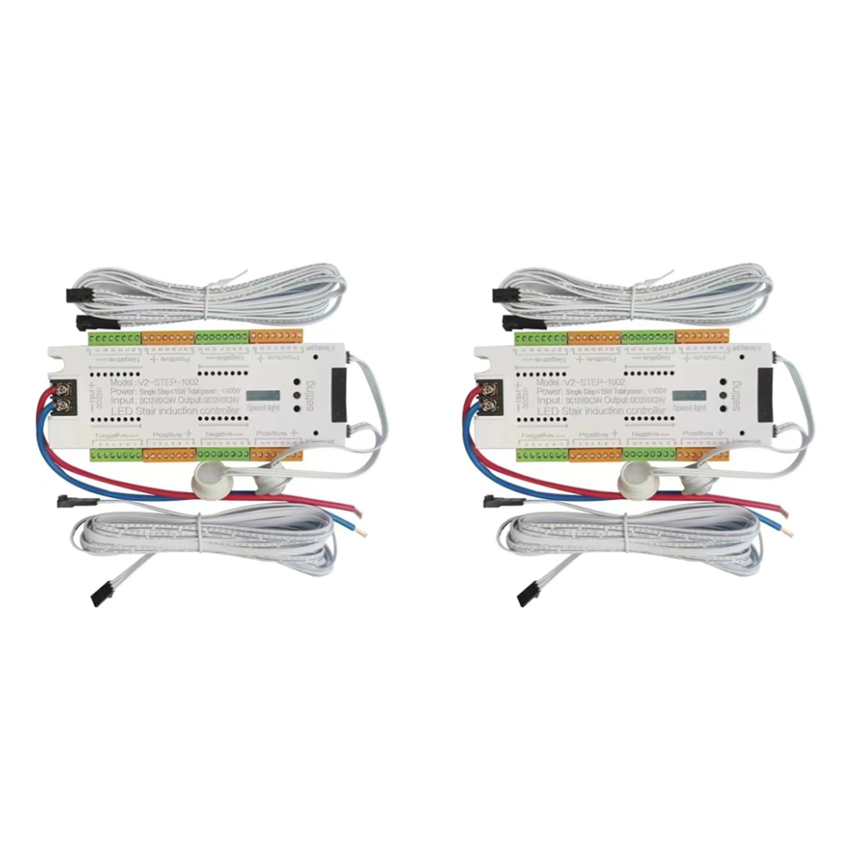 Jnchdghwa White 2X Automatic 32Channels Stairway Lighting Led Motion Sensor Stair Light Controller Kit For Stairs Flexible Strip 12V 24V