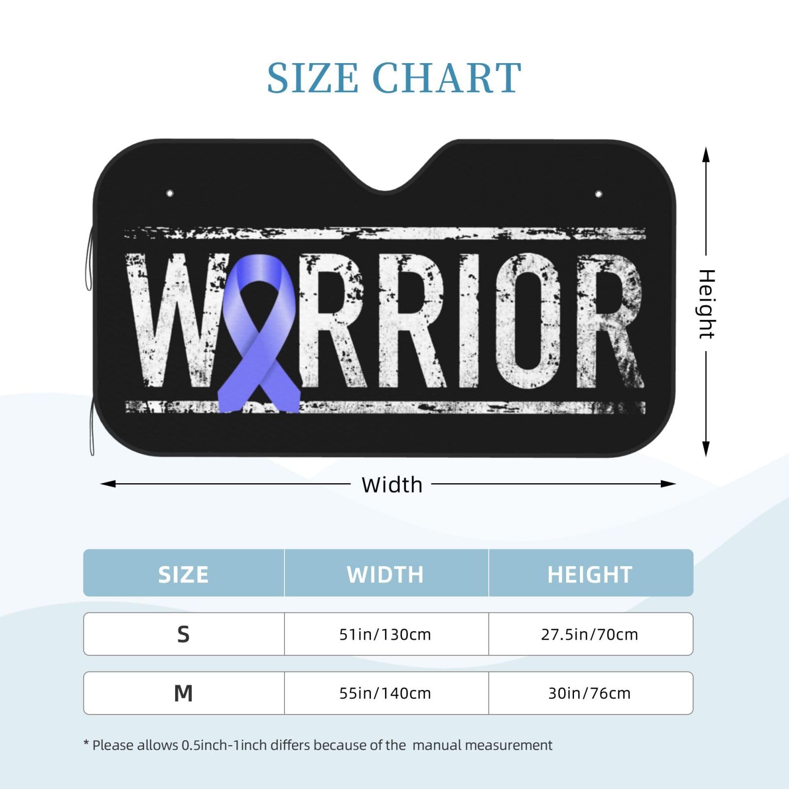 Stomach Cancer Warrior Aweareness Ribbon Foldable Car Windshield Sunshade Blocks Heat and Sun Glare Uv Rays
