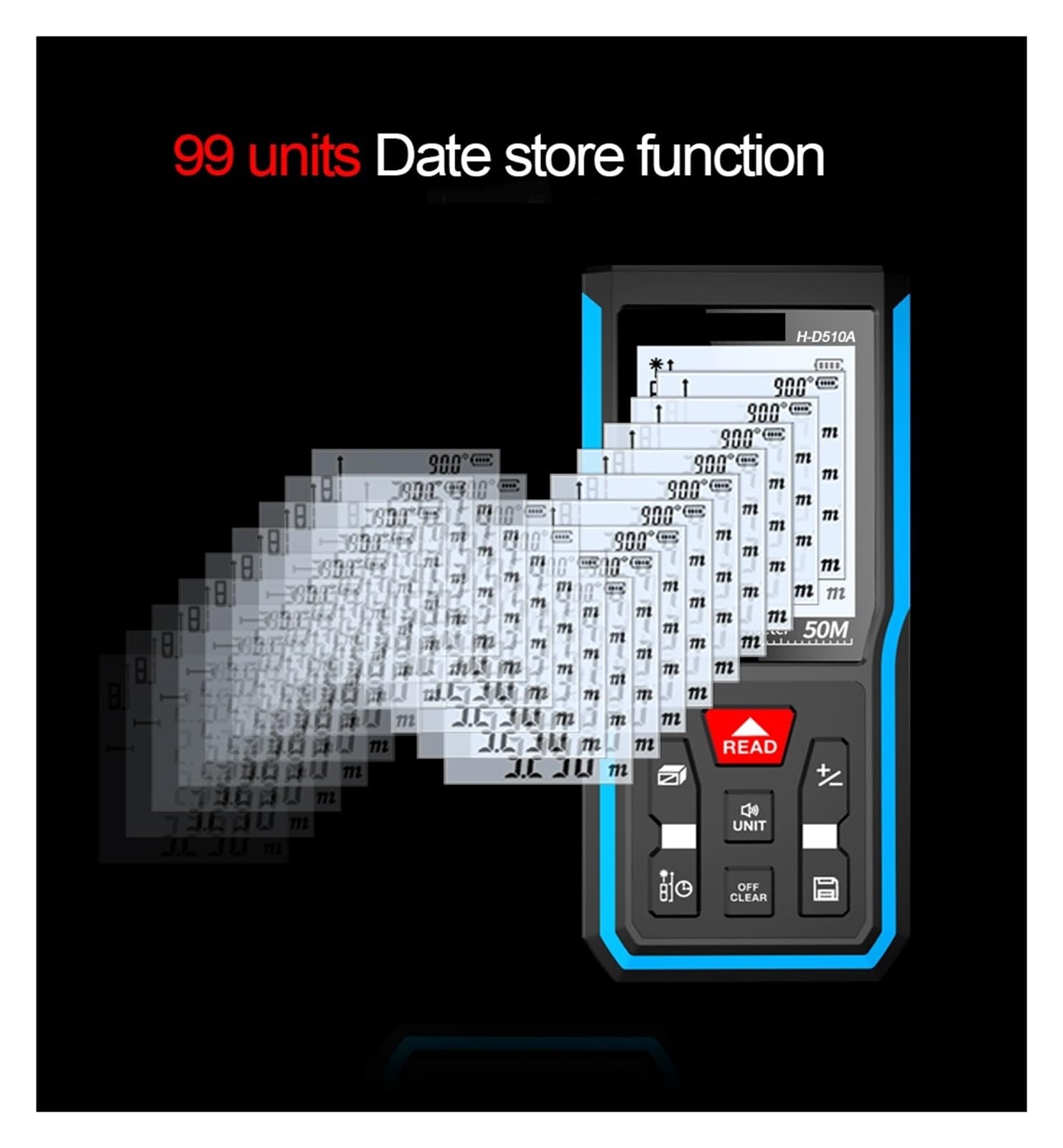 Medidor de Distancia láser 100M 80M 60M 40M telémetro Cinta métrica láser telémetro Digital Regla Ruleta Alta precisión(MS50 50M)