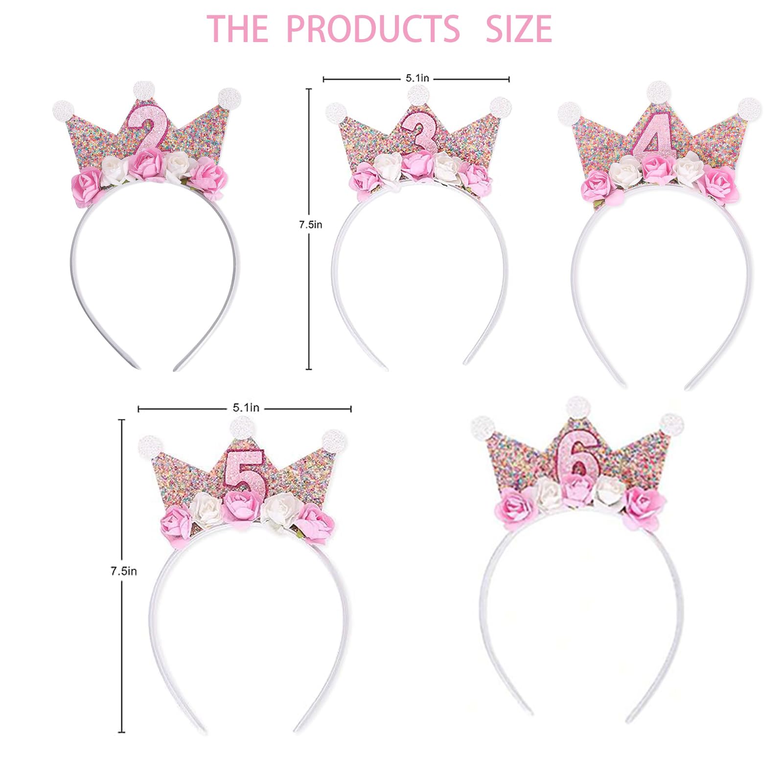 Canitor Geburtstags-Prinzessin Stirnband Mit Glitzer – Tiara-Krone Für Frauen & Mädchen, Einheitsgröße