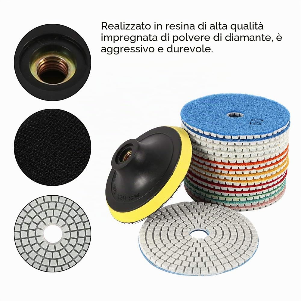 Disco per lucidatura diamantato, a umido e secco, disco per lucidatura diamantato, 4 pollici, a umido e secco, tampone abrasivo per granito, marmo, cemento, pavimento e pietra