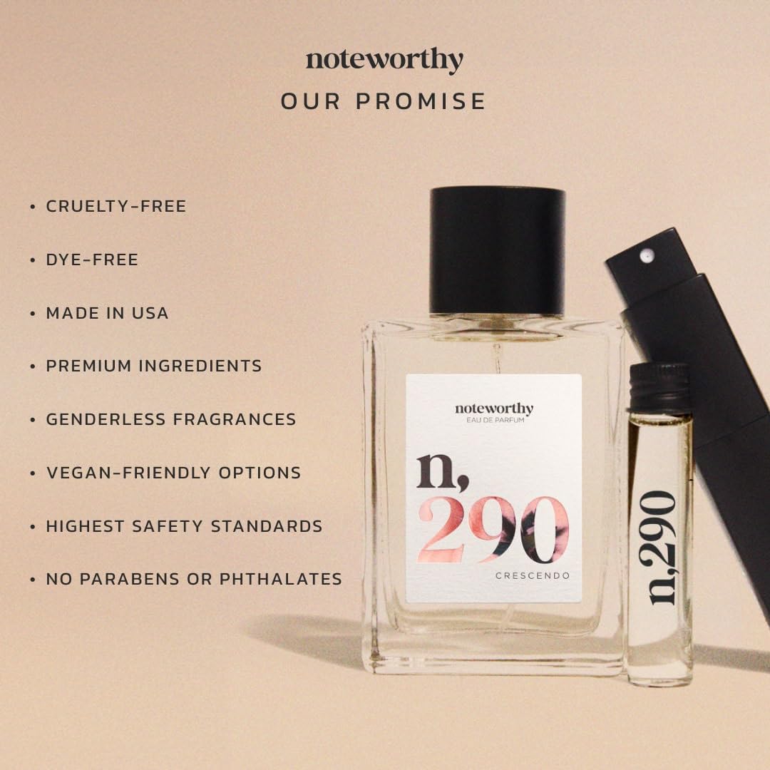 Noteworthy n,290 Crescendo Eau De Parfum – Mandarin, Peony, Vanilla | Sophisticated, Warm Fragrance for Any Occasion | Long-lasting Unisex Perfume for Women & Men (100ml)