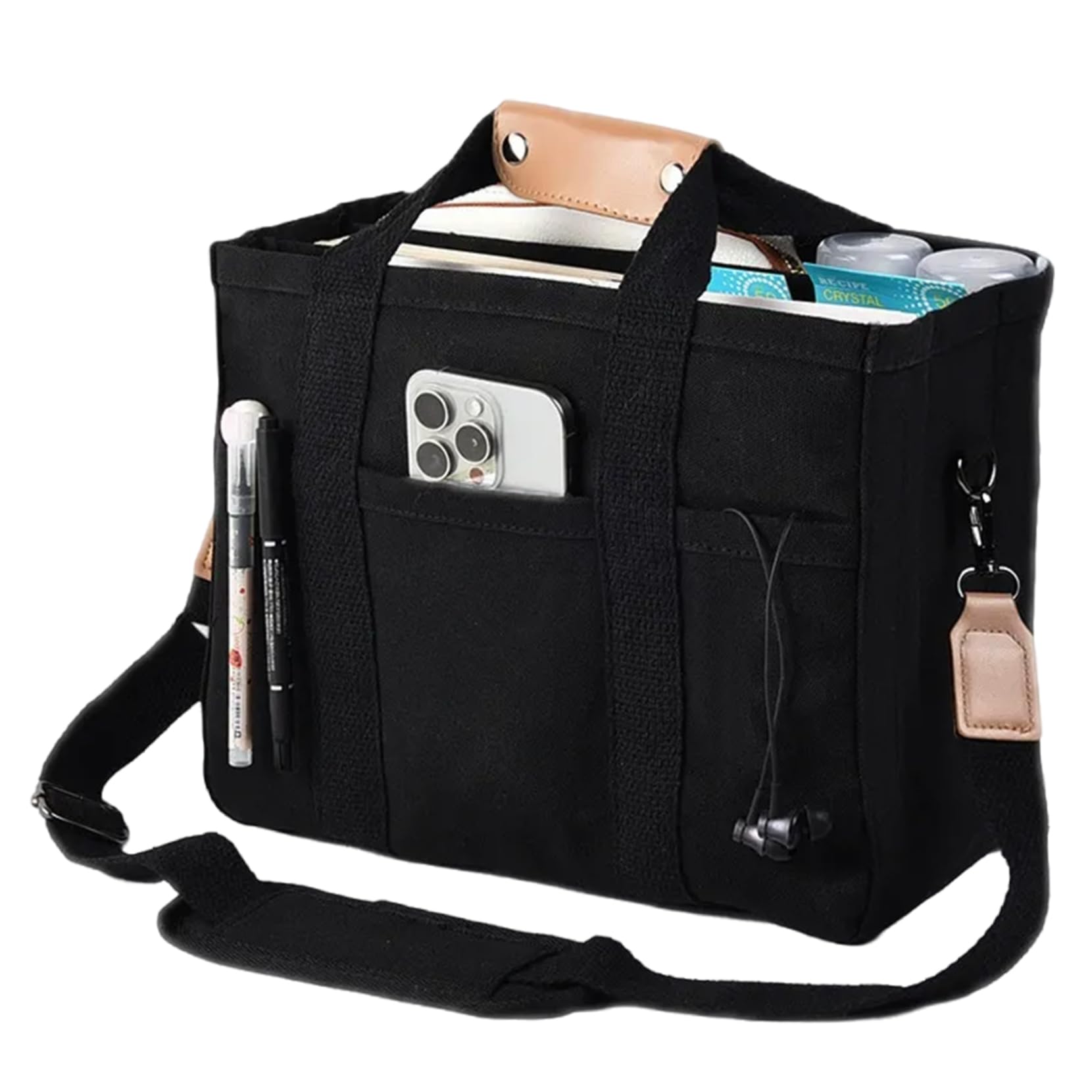 Sac fourre-tout pour femmes en toile multi-compartiment 12x6x10 - 7