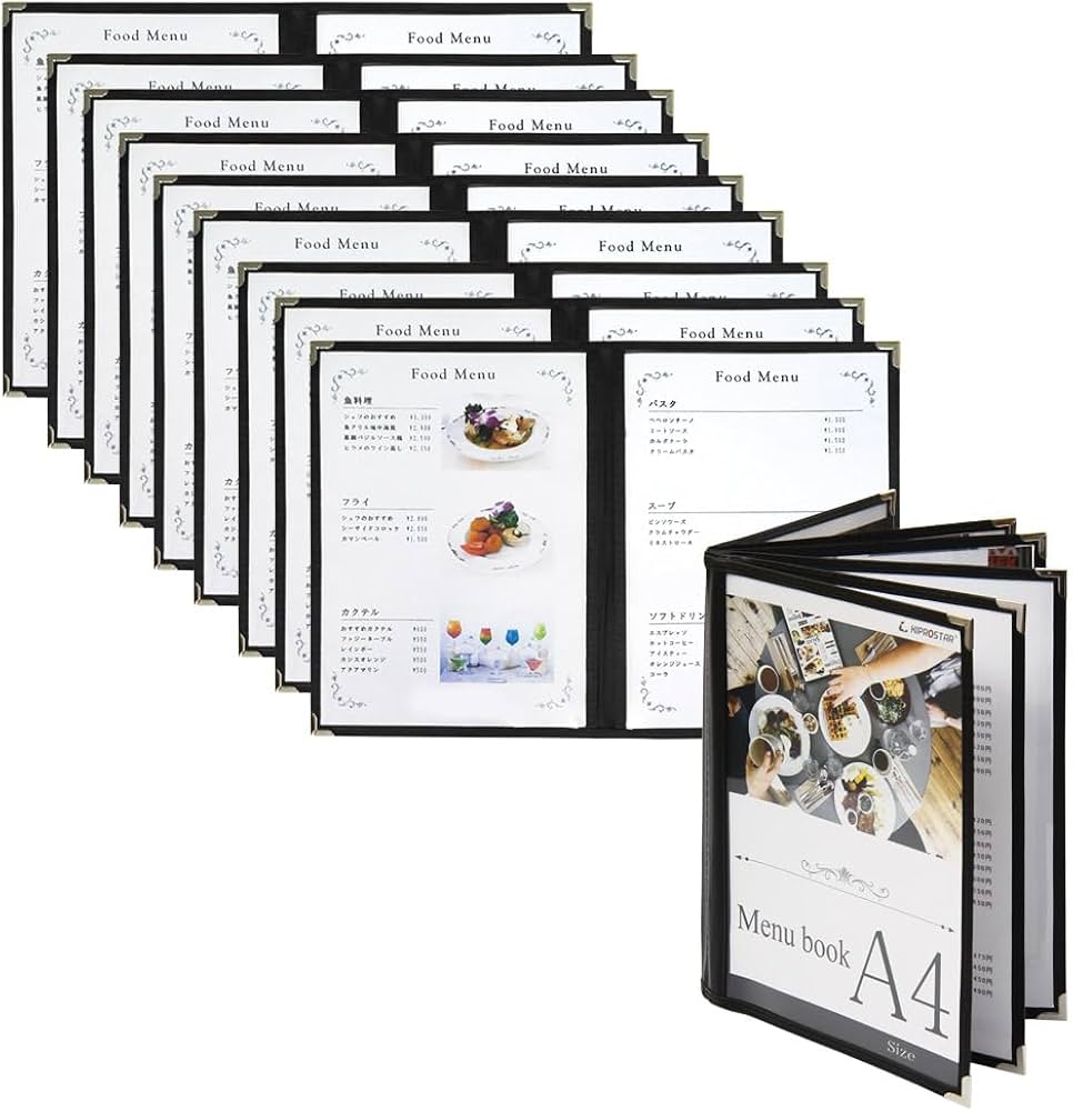 A4メニューブック（クリアファイルタイプ）10冊セット　12面 A4メニューブック（クリアファイルタイプ）10冊セット12面 A4メニュー