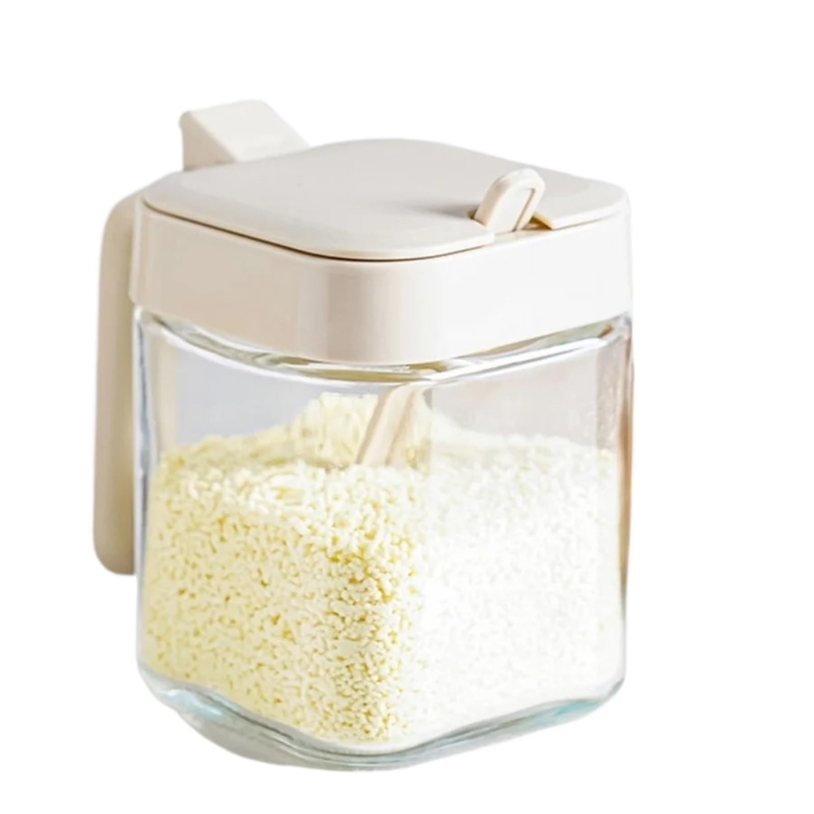 CNYUON 2Pcs Glass Seasoning Jar with Spoon Sugar Bowl Salt Shaker Pepper Spices Container Kitchen Tools Supplies Storage Spice Boxes