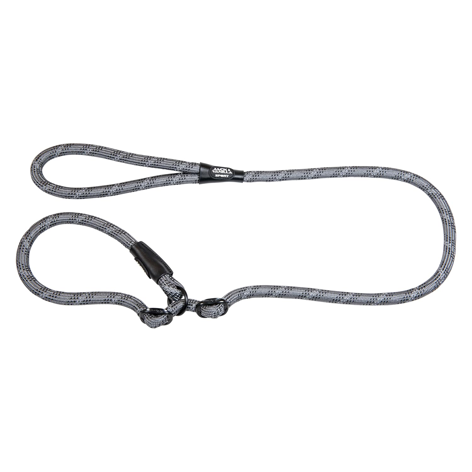 Jack and Vanilla - Luminous Dots Dog Choke Lead - Strap with Bright Spots, High Visibility for Walking, Outings - Colour: Grey, Size 12 mm x 140 cm