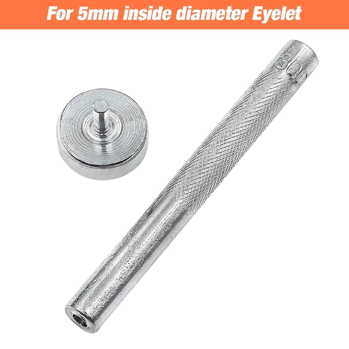 Queenbox 5mm Steel Round Hole Punch Grommets Eyelets Tool for DIY Clothing Leather Bag Shoes Canvas, Silver