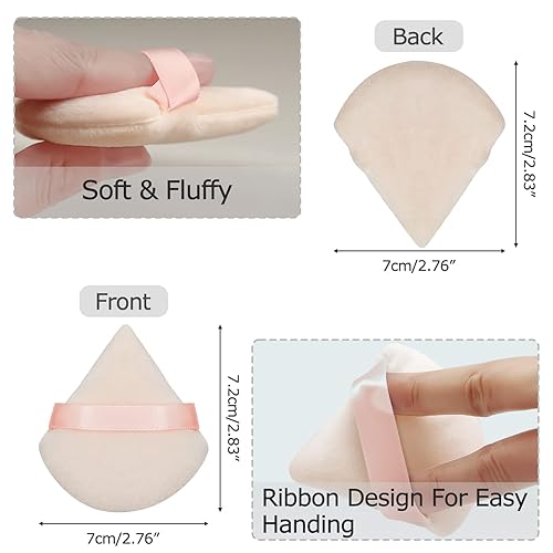 Miniatura 2 de 16 piezas de soplos de polvo triangulares, soplo de maquillaje de cara para el cuerpo polvo suelto herramienta de maquillaje de belleza nude