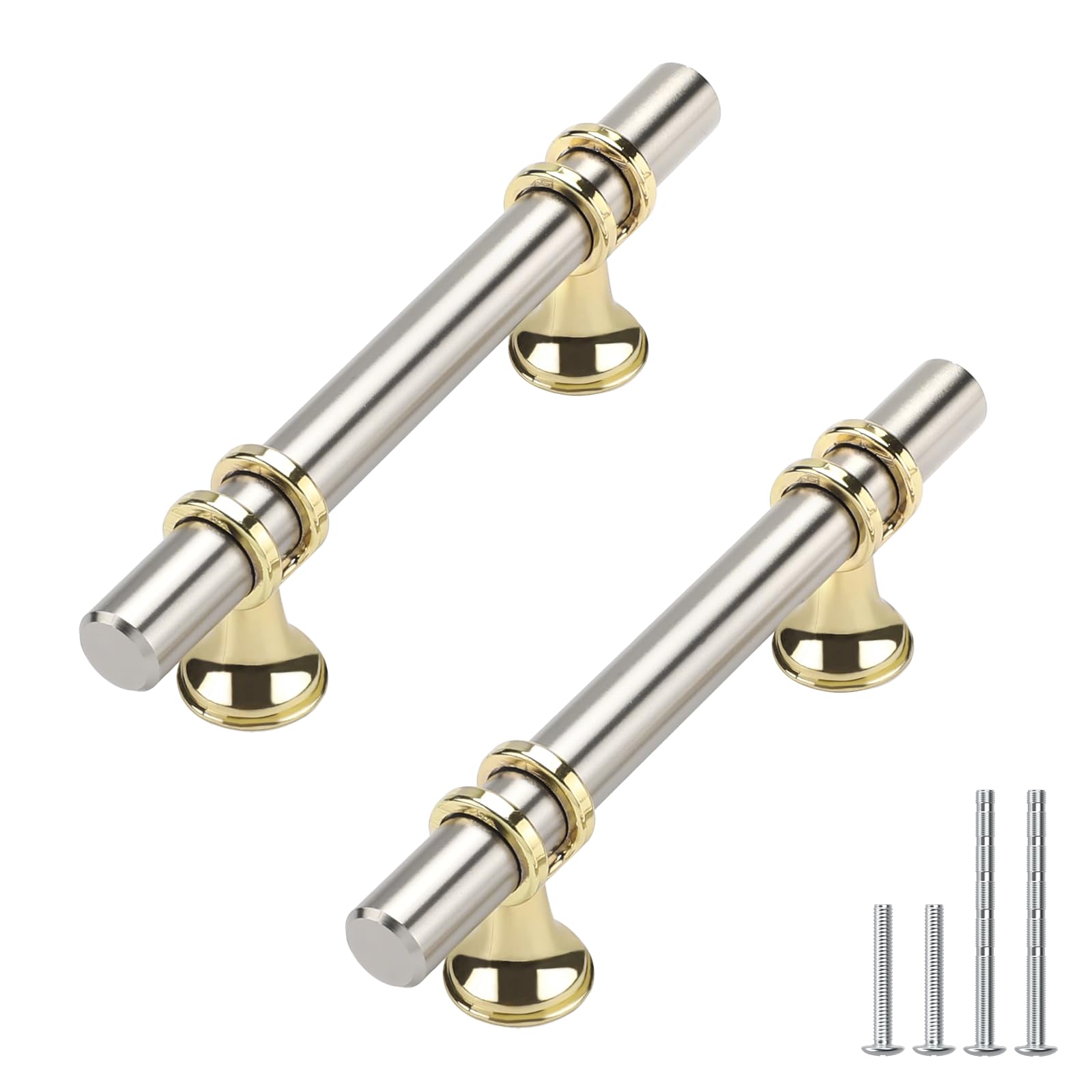 Photo 1 of Haliwu 20 Pack 3 Inch Cabinet Handles Brushed Nickel & Gold