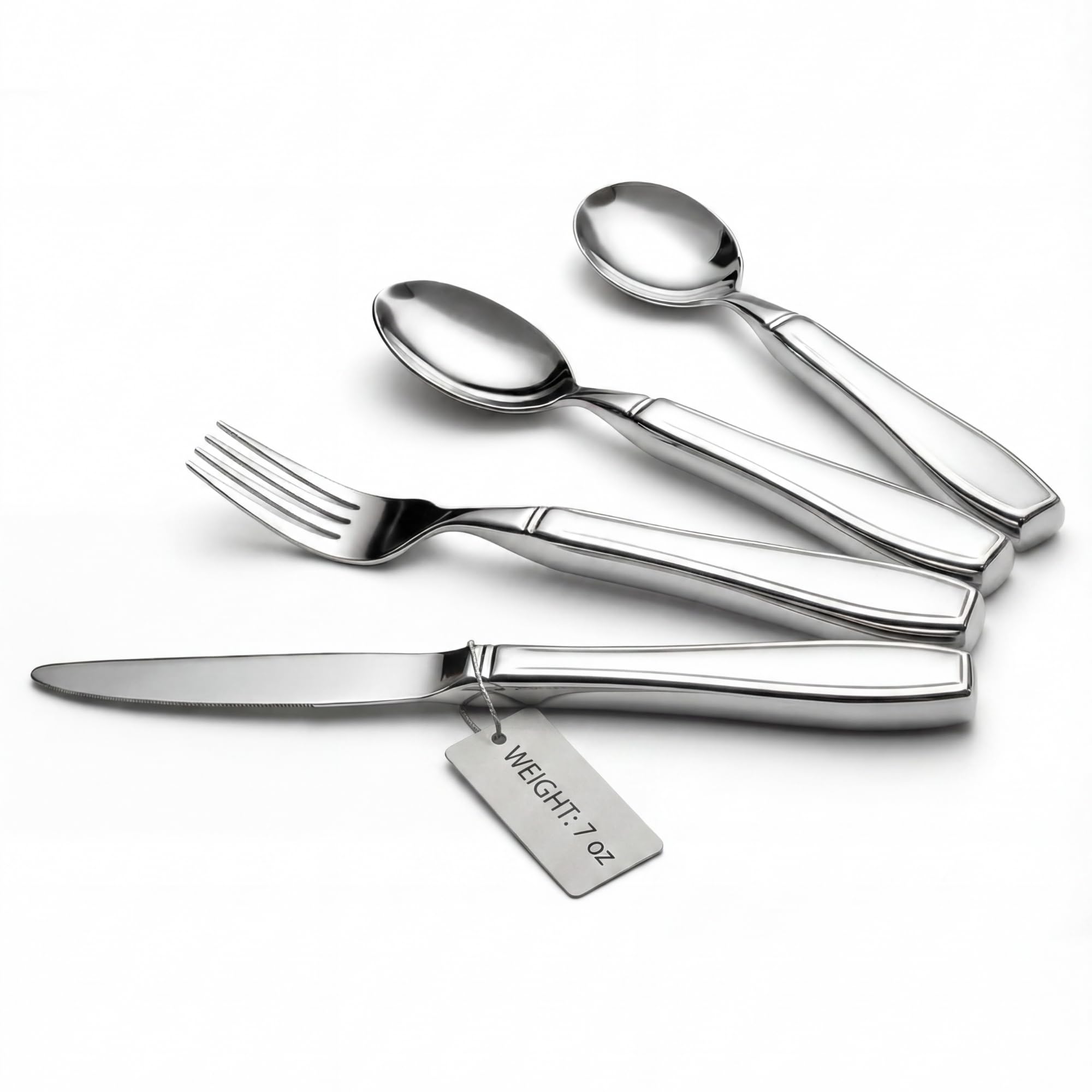 Juego de 4 Cubiertos con Peso para Temblores y Parkinson (7 oz Cada Uno) - Cubiertos Pesados para Temblores en las Manos, Utensilios Adaptativos para Personas Mayores