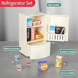 TAKIHON Dollhouse Furniture, Kitchen & Bathroom Toy Set,Fridge Washing Machine Set for Kids,Dollhouse Miniature Accessories,Educational Pretend Play Toys for Toddler,Boys & Girls