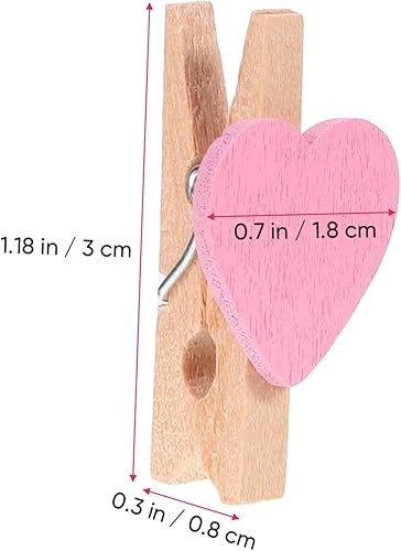 Miniatura 2 de 50pcs Love Wood Clips Rosa Accesorios para Decoración del Hogar Foto Mini Clips