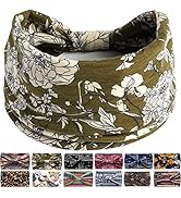 Headbands For Women's Hair, Boho Headband Elastic Soft Flower Wide Headbands for Women Yoga Sport...