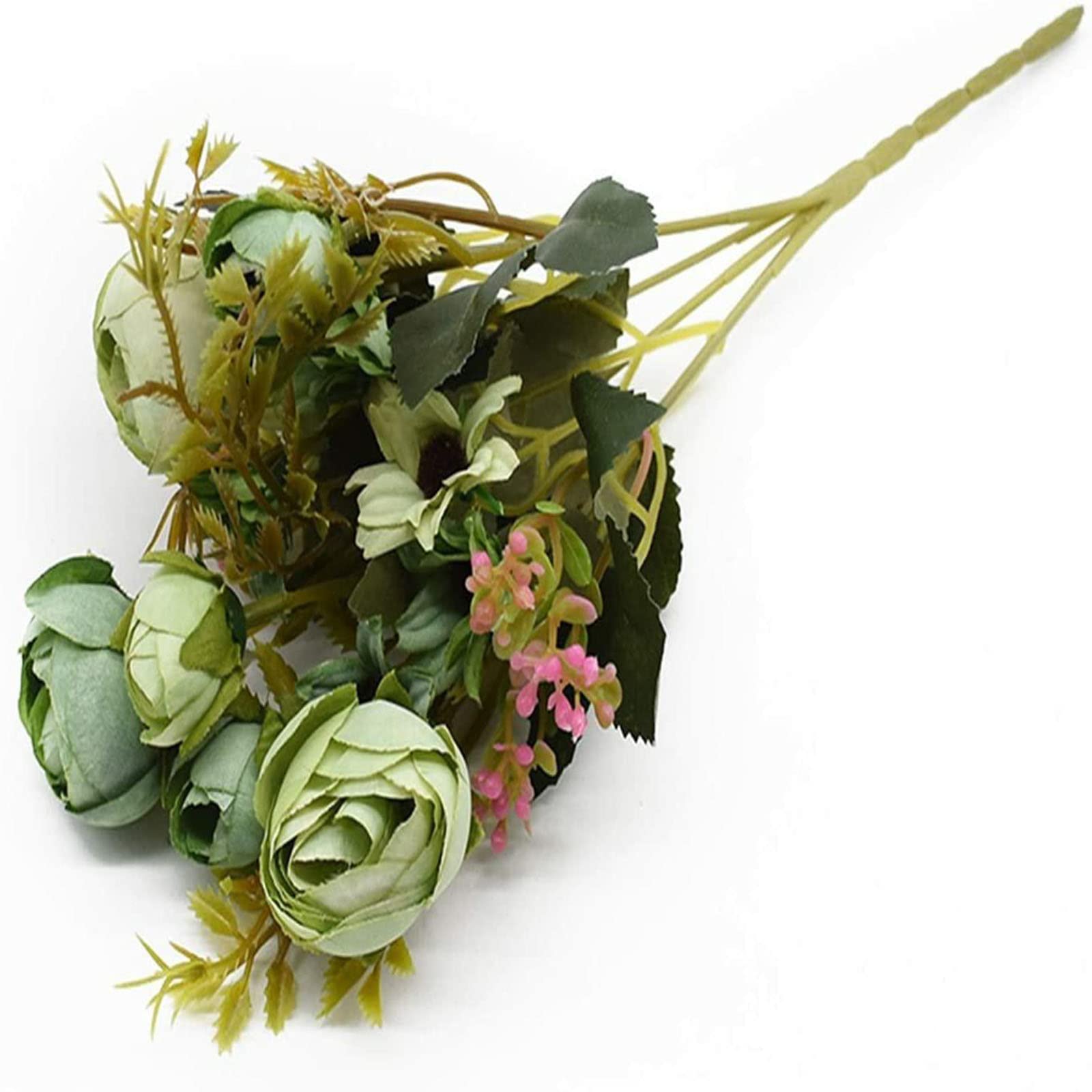 XDLEDMKIZ Real Touch Artificial Flowers Multicolor Tea Roses Vases for Home Decoration Daisy Plastic Flowers Wedding Fake Flowers