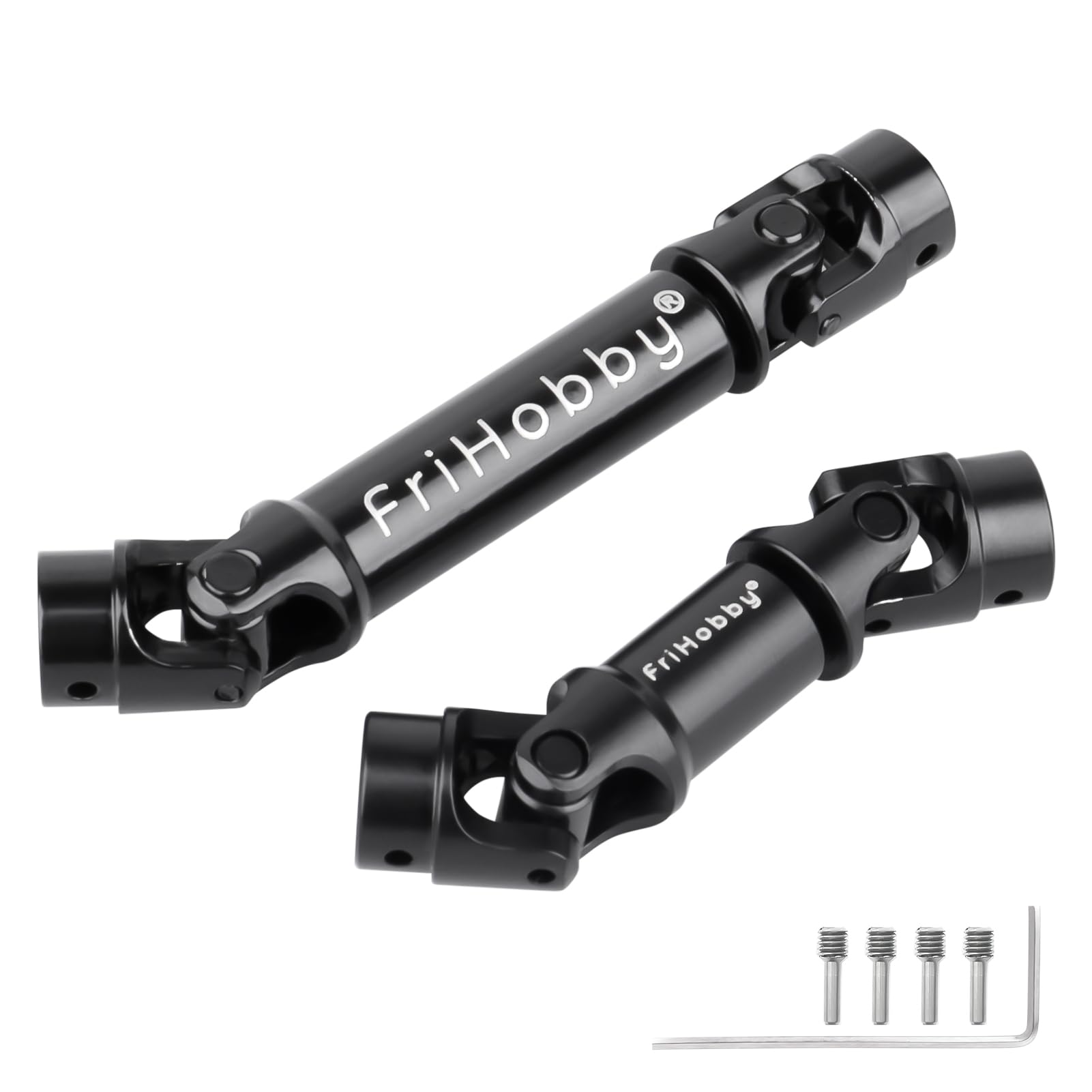 2Pcs FriHobby Stainless Steel RC Drive Shaft Metal Transmission Shaft CVD Compatible with TRX4M Defender Bronco 1/18 Crawler Upgrades Parts (Black)