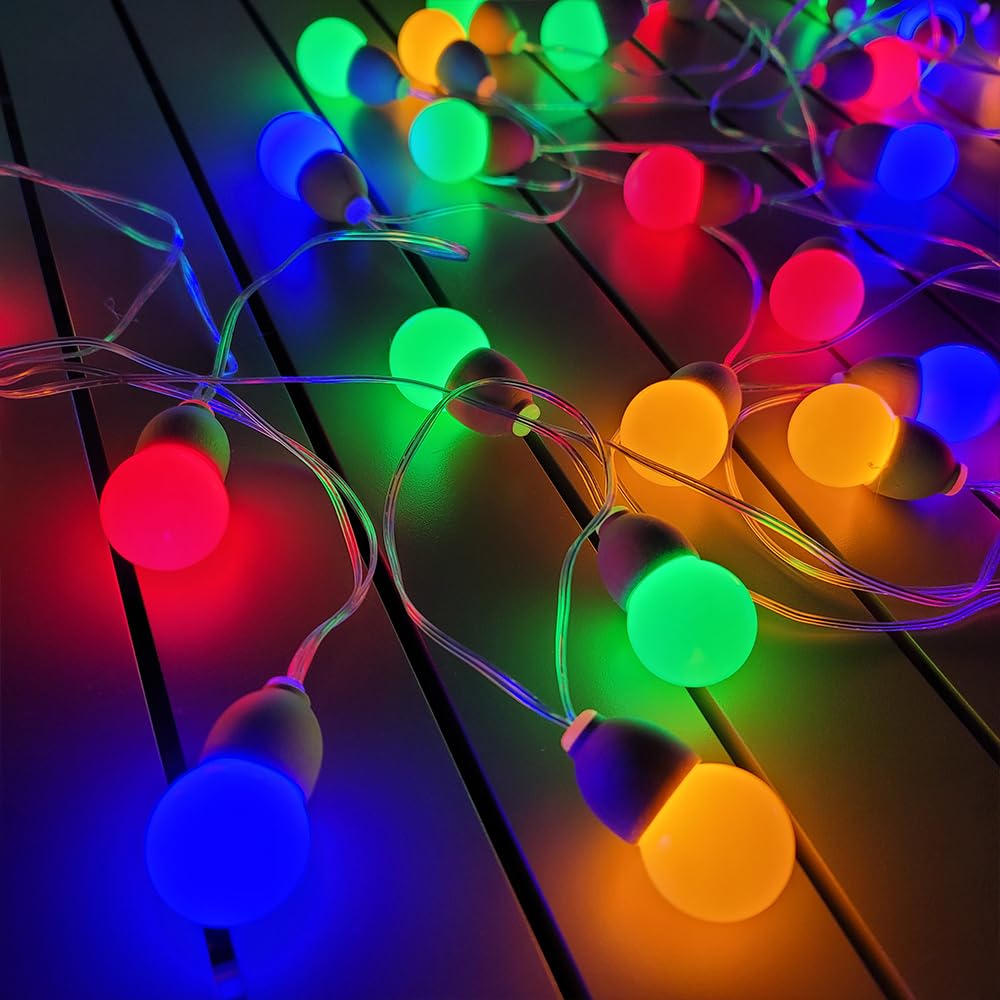 30 LED Decoration String Light | Wooden Art G40 Bulb Light String - 6 Meter for Decoration, Party, House Decor, Event Light Round Shape Wooden Finish with Remote (MultiColor)