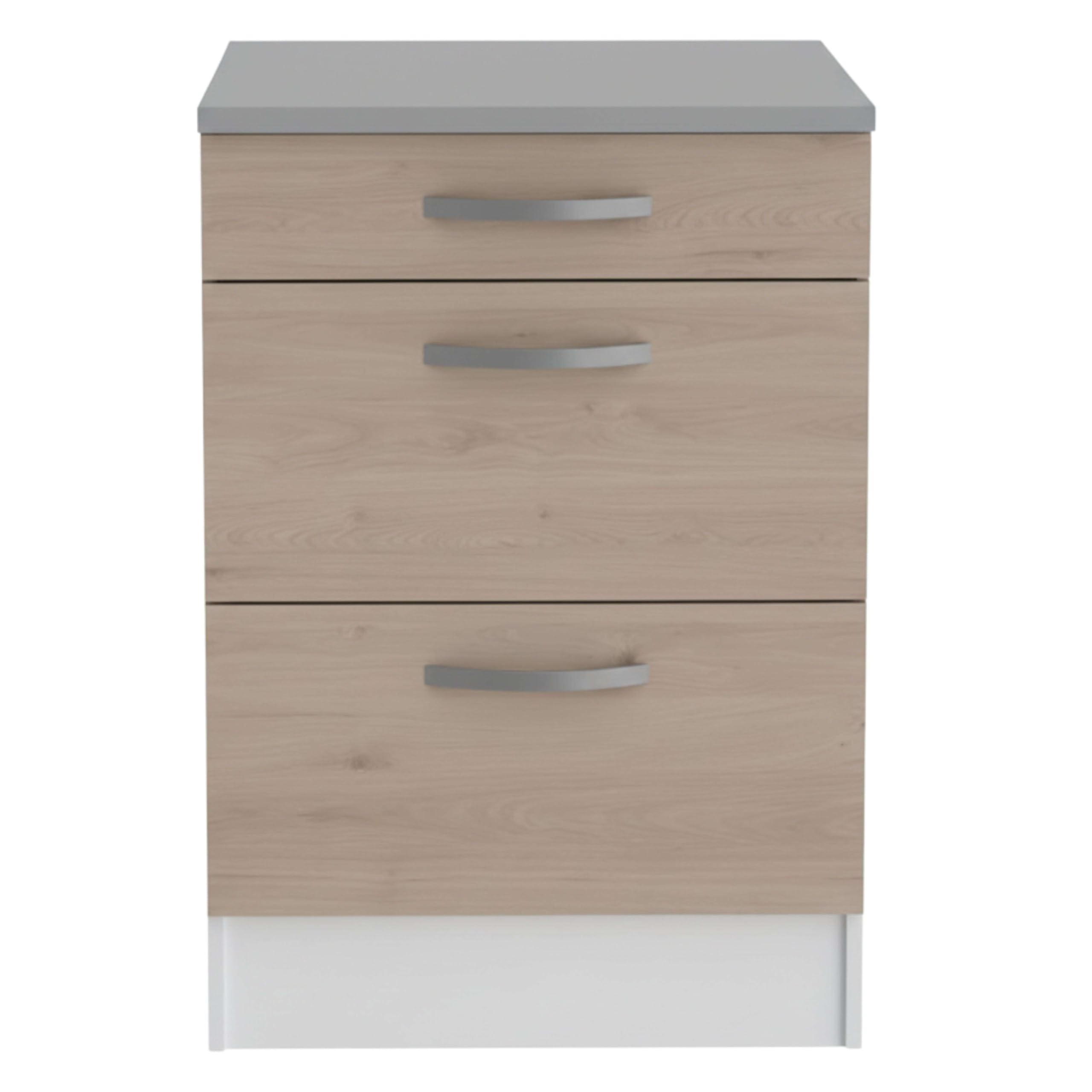 Miroytengo Módulo De Cocina EKO Inferior Tres Cajones Blanco y Roble Jackson 60x60cm