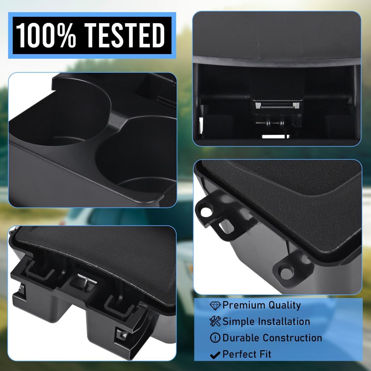 Black Rear Seat Cup Holder Insert Console Box Assembly fits for 2011-2019 Ford Explorer Replaces OE# BB5Z-7813562-BA BB5Z7813562BA GB5Z-7813562-BA GB5Z7813562BA - Image 3