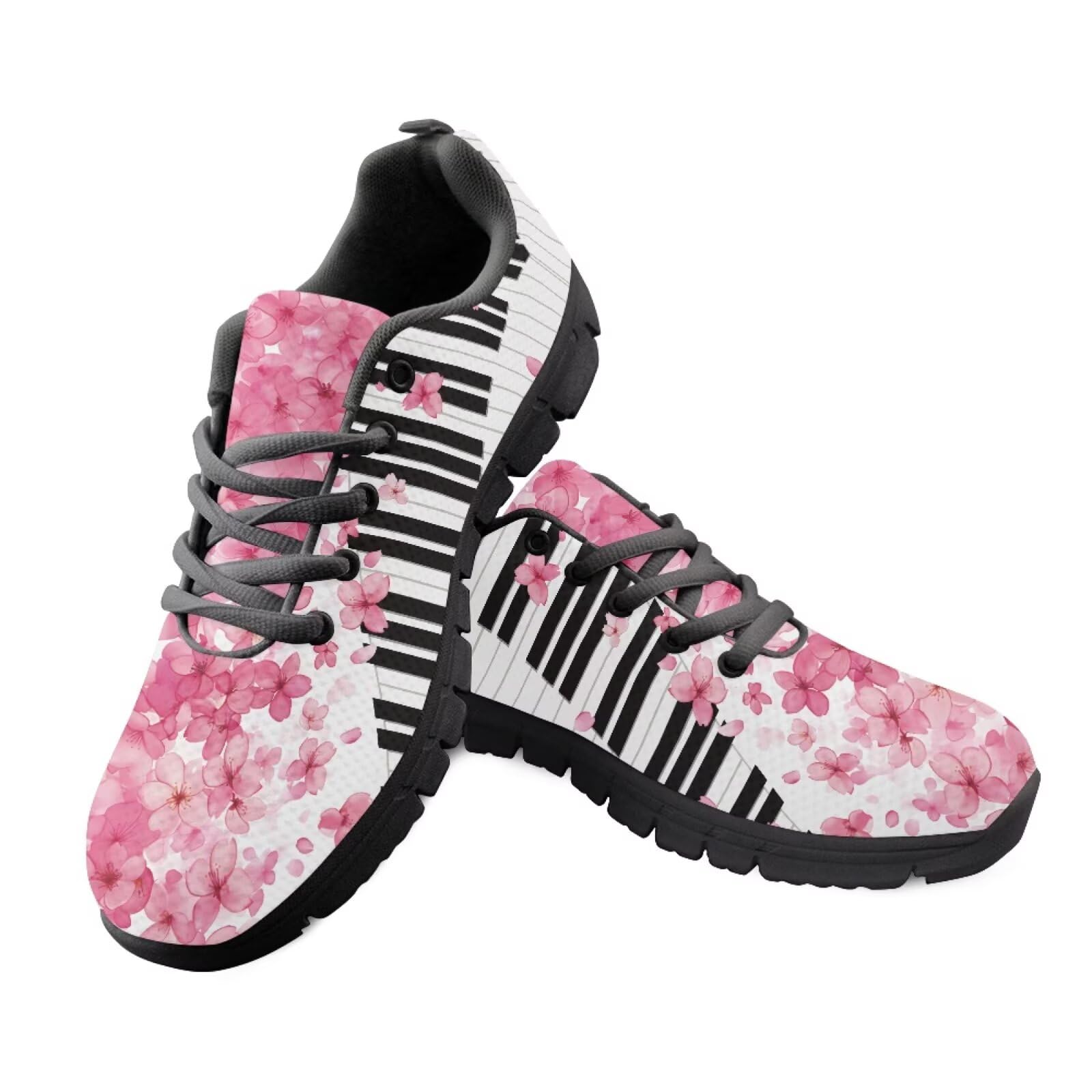 Jeiento Scarpe da ginnastica da donna, comode, antiscivolo, con motivo musicale, stringate, sportive, da corsa, casual, da lavoro