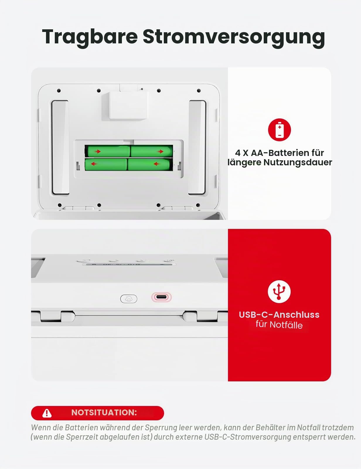 VAYDEER Handy-Safe mit Timer aus Metall, Weiß