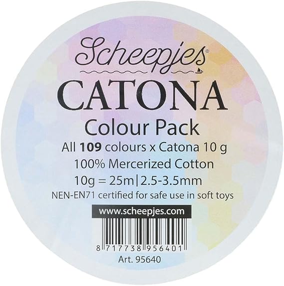 Scheepjes Catona Color Pack, 109 Mini Skeins (10 g Each) Mercerized Cotton Assortment