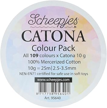 Scheepjes Catona Color Pack, 109 Mini Skeins (10 g Each) Mercerized Cotton Assortment