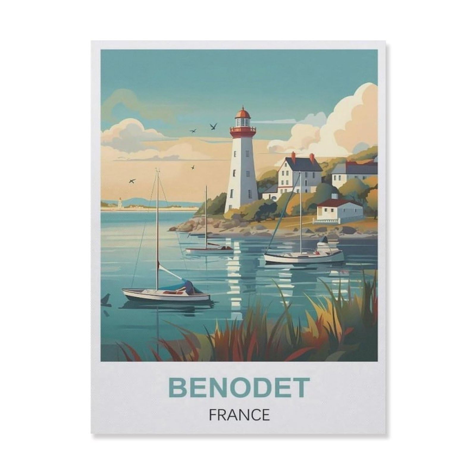 Funny Metal Tin Sign Wall Decor，Benodet France(20x30cm）