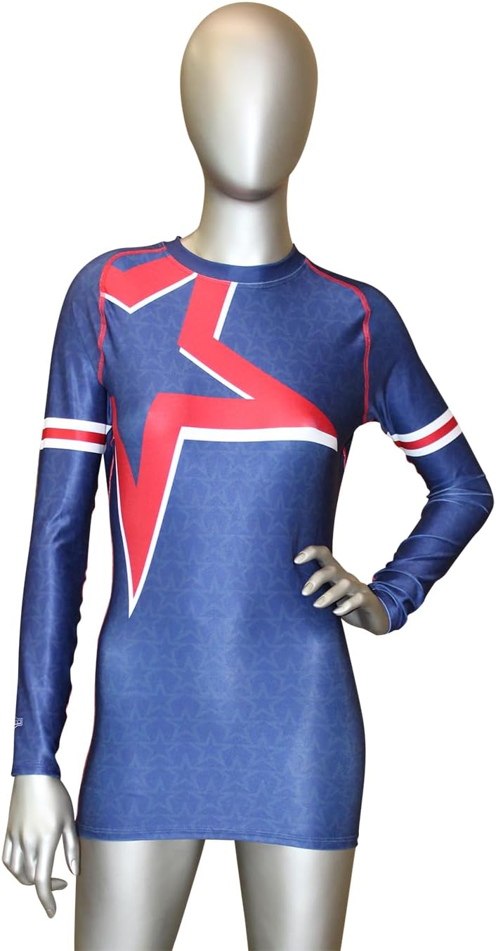 Matman USA The U.S.A. Series Unisex MMA Wrestling Long Sleeve Rash Guard Compression Shirt (US, Alpha, XX-Small, Regular, Regular, Blue, The Stripes)