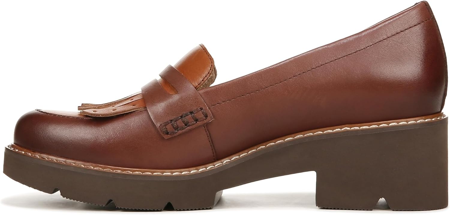 Naturalizer Womens Darcy Tassel Penny Loafer with Heel Brown Multi Leather 8.5 M