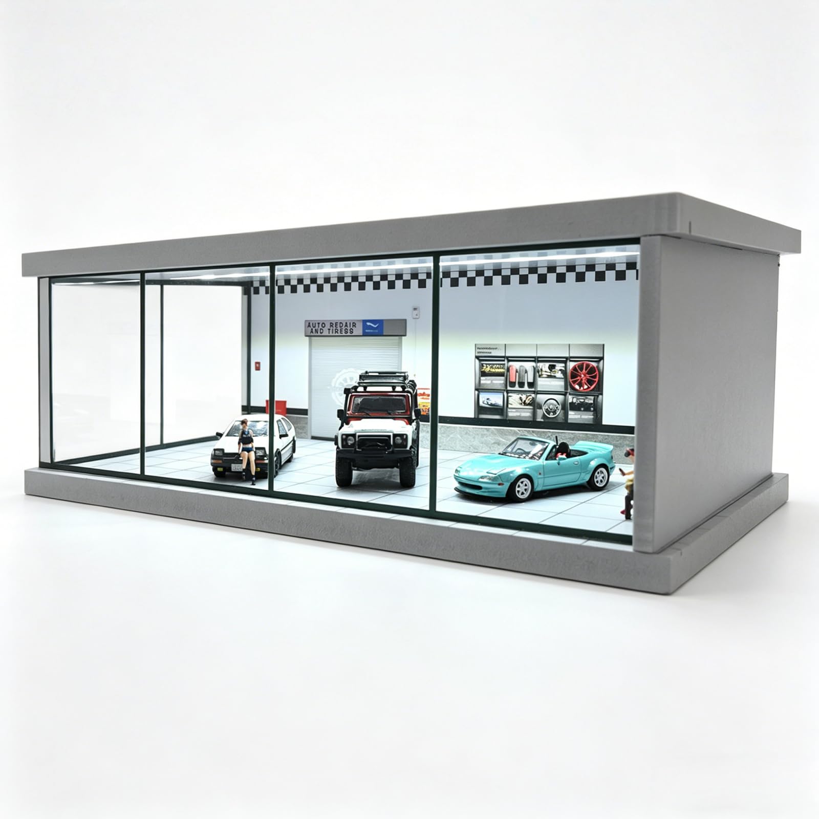 Amazon.co.jp: NUEIOVRW ジオラマ 1/43スケール 車庫モデル LED照明