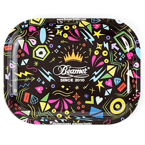 Beamer Designer Series Small Metal Rolling Tray -Funky Crown - 7 Inch x