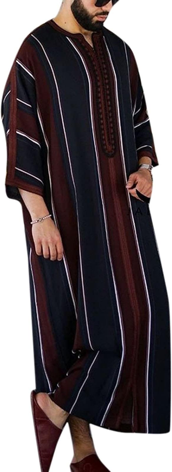Men's Retro Robe Arab Mens Prayer Clothes Muslim Robes Abaya Mogadishu Robes