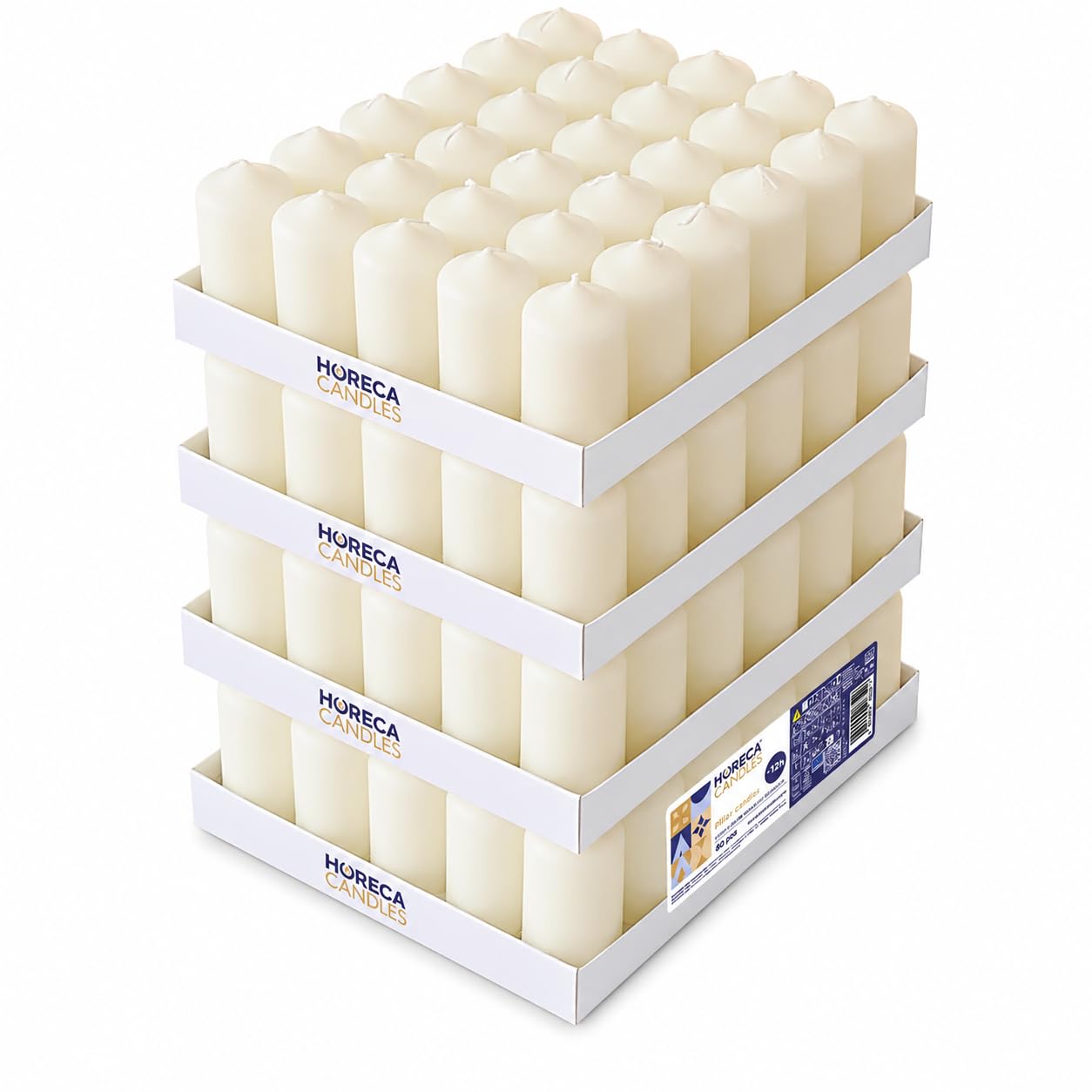 Horeca Candles - Świece walcowe - kość słoniowa - Ø 4 x 7 cm - Zestaw 80 świec blokowych - Długi czas palenia 12 godzin - bez zapachu - Świece do gospodarstwa domowego, uroczystości i gastronomii