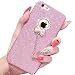 Iphone 6 case, I-Fashion Shiny Bling Glitter Rubber Case with Crystal bow pendant charm for iphone 6 iphone 6s pink