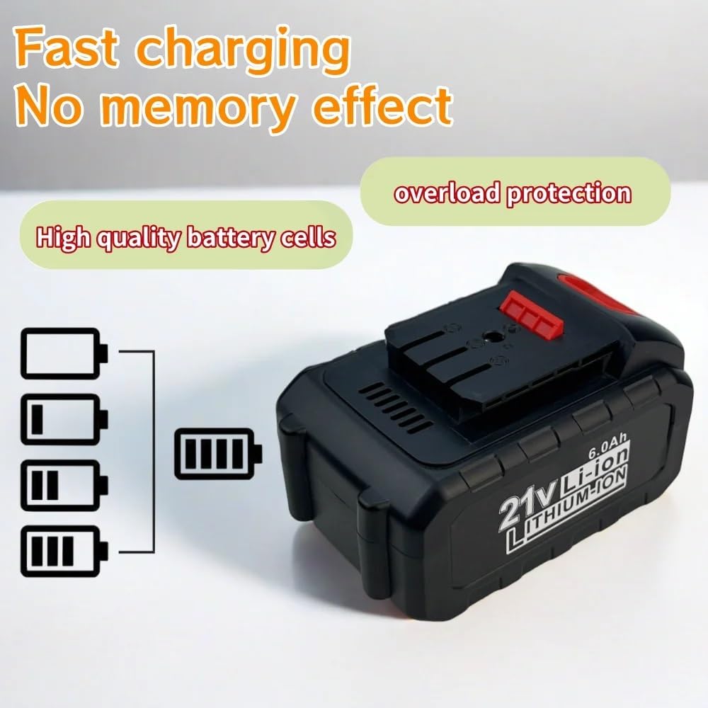 ， Compatibile con Dayi ， Batteria ricaricabile for utensili elettrici agli ioni di litio da 21 V 3,0/6,0/9,0 Ah Adatto ， Compatibile con cordless ， Chiave elettrica, trapano, sega ecc. | 5S2P 21V 6000mAh