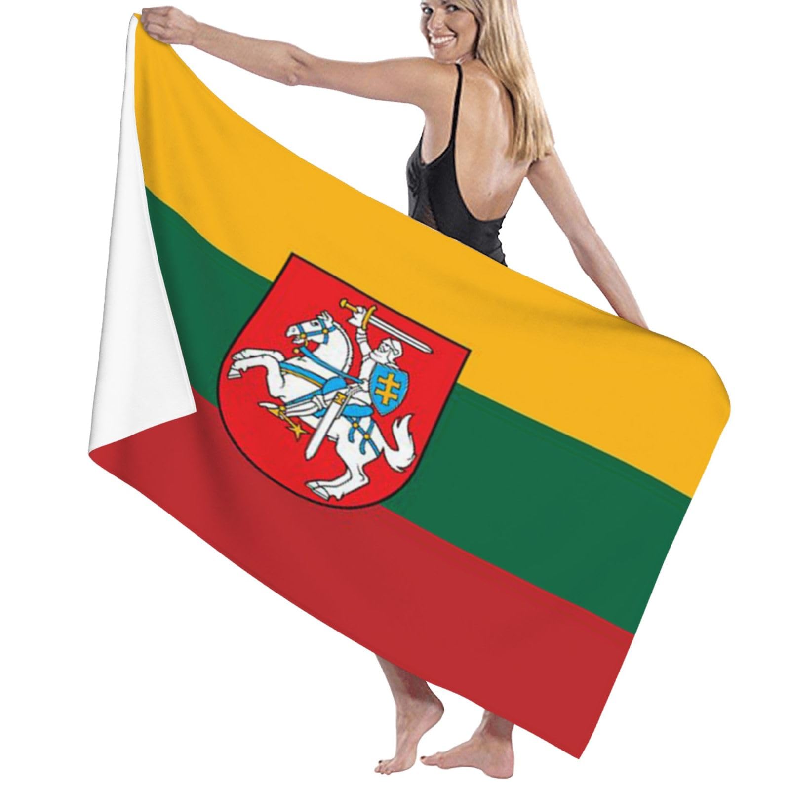 IUBBKI Lithuania Lithuanian Flag Beach Towel Quick Dry Shower Swim Adults Bath Towels Hotel, Gym and Spa Multipurpose Towels 32x52 Inch